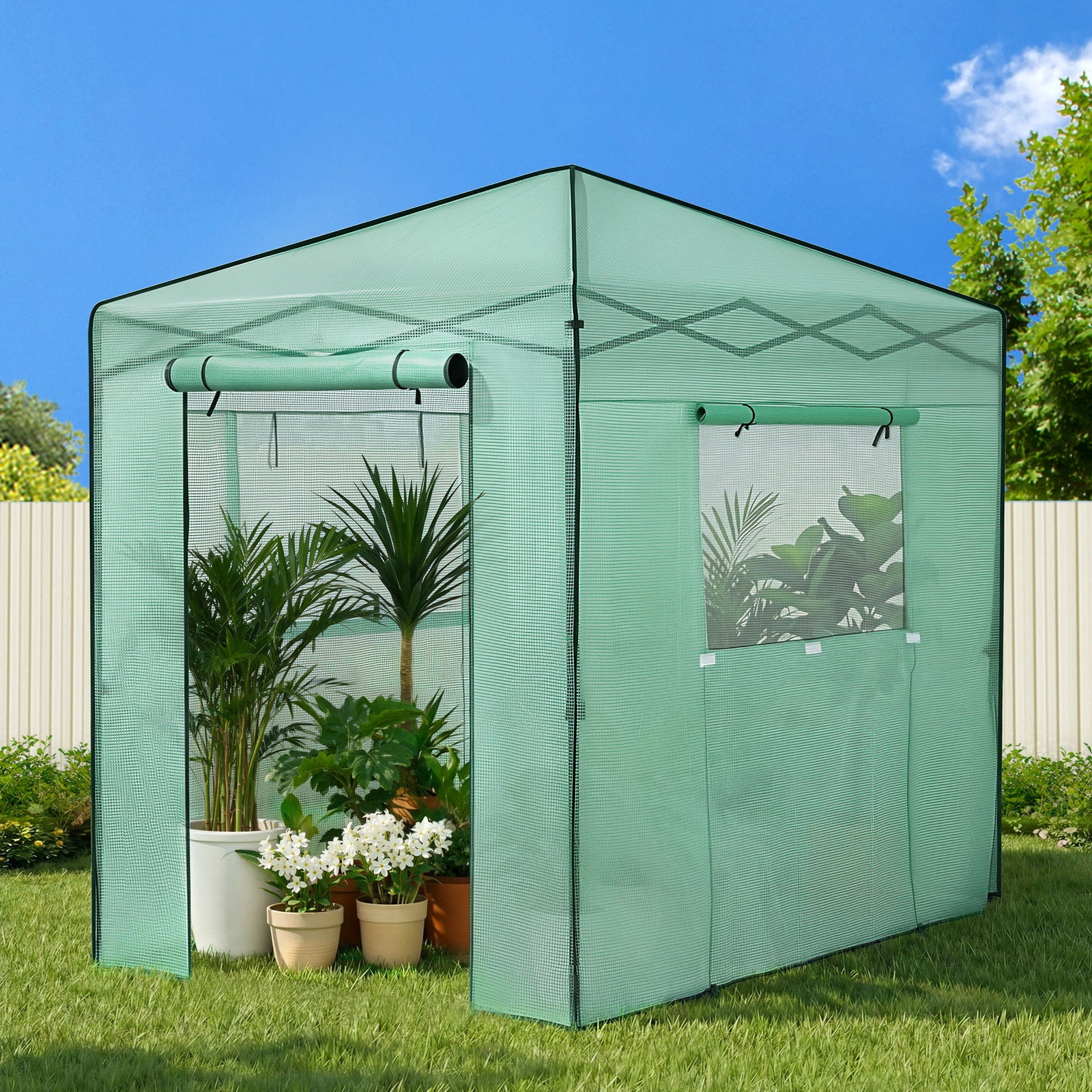 Walk-In Greenhouse 180x240x240cm | Steel Frame | PE Cover | Outdoor Shelter