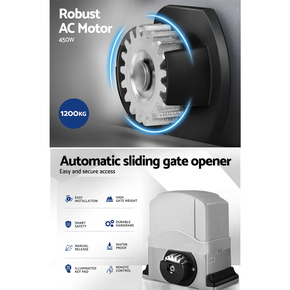 LockMaster Electric Sliding Gate Opener | 1200KG | Keypad | 4M