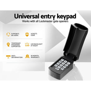 Lockmaster Universal Wireless Wired Keypad Security Control | For Gate Opener