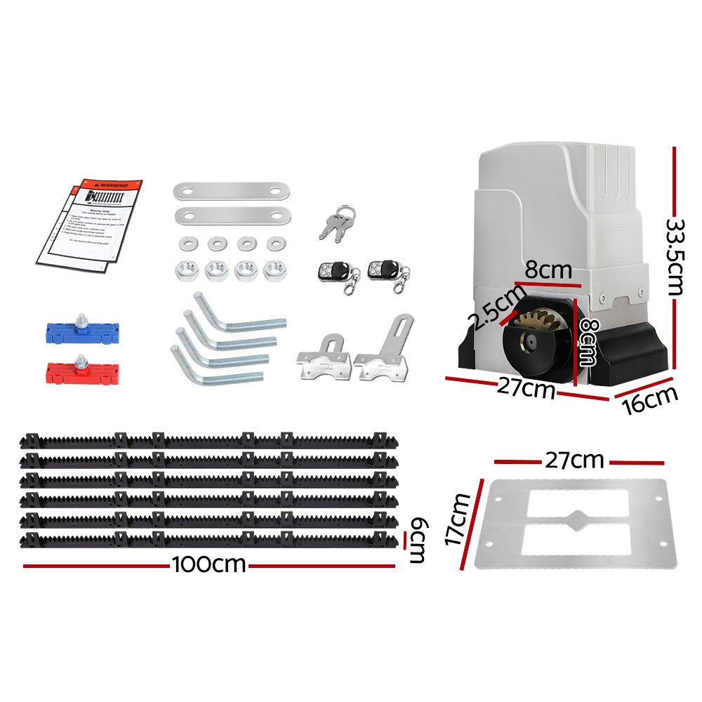 Lockmaster Automatic Sliding Gate Opener Kit | 6M | 1800KG