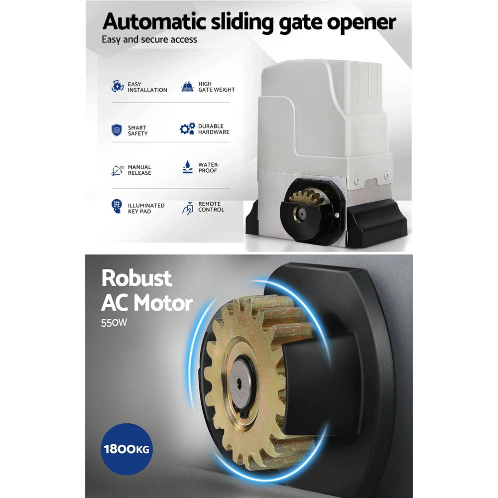 Lockmaster Automatic Sliding Gate Opener Kit | 6M | 1800KG