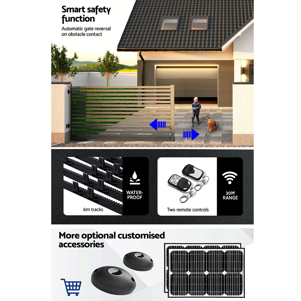 Lockmaster Automatic Sliding Gate Opener Kit | 6M | 1800KG