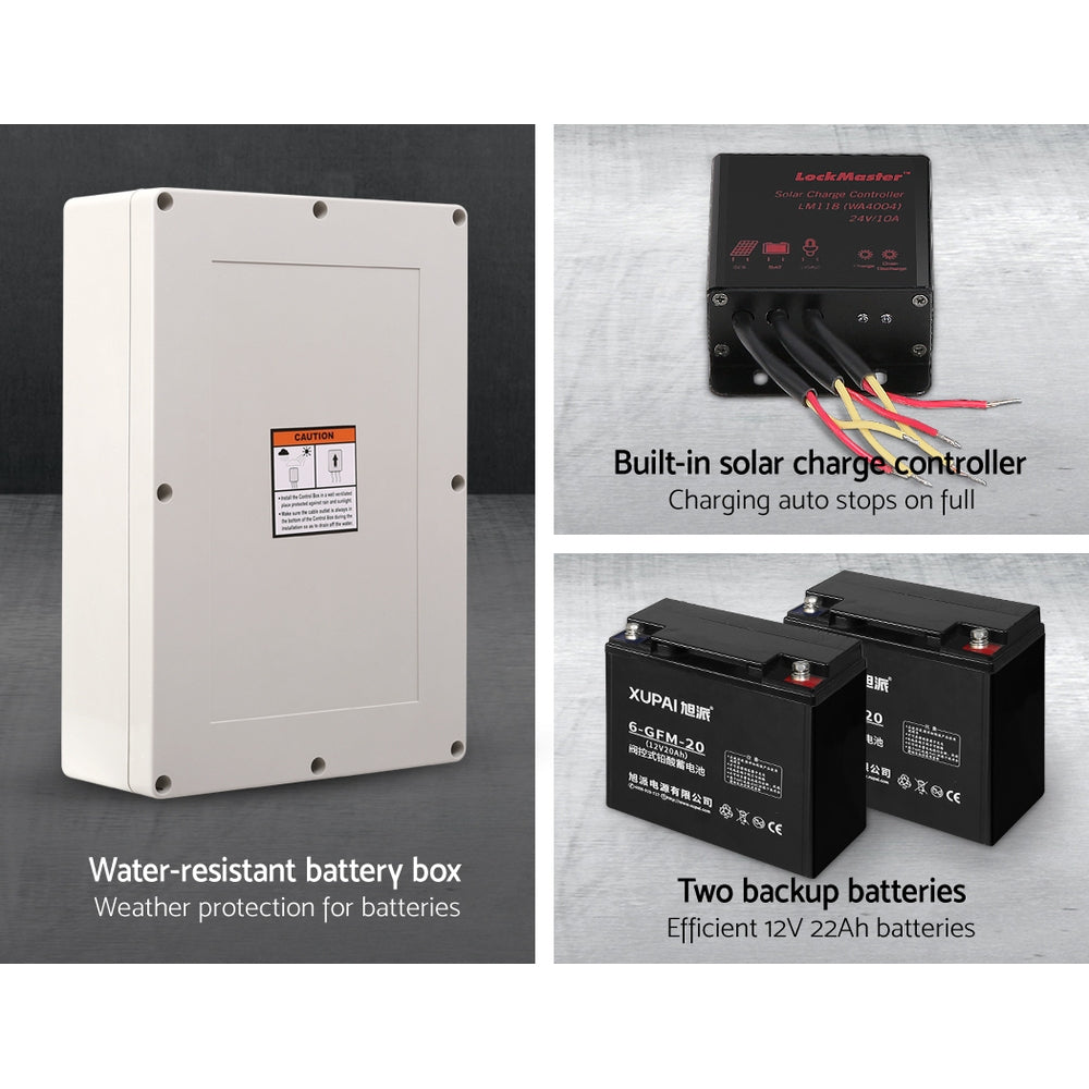 Lockmaster | Automatic Sliding Gate Opener Kit | 40W | Full Solar Electric | 4M 600KG