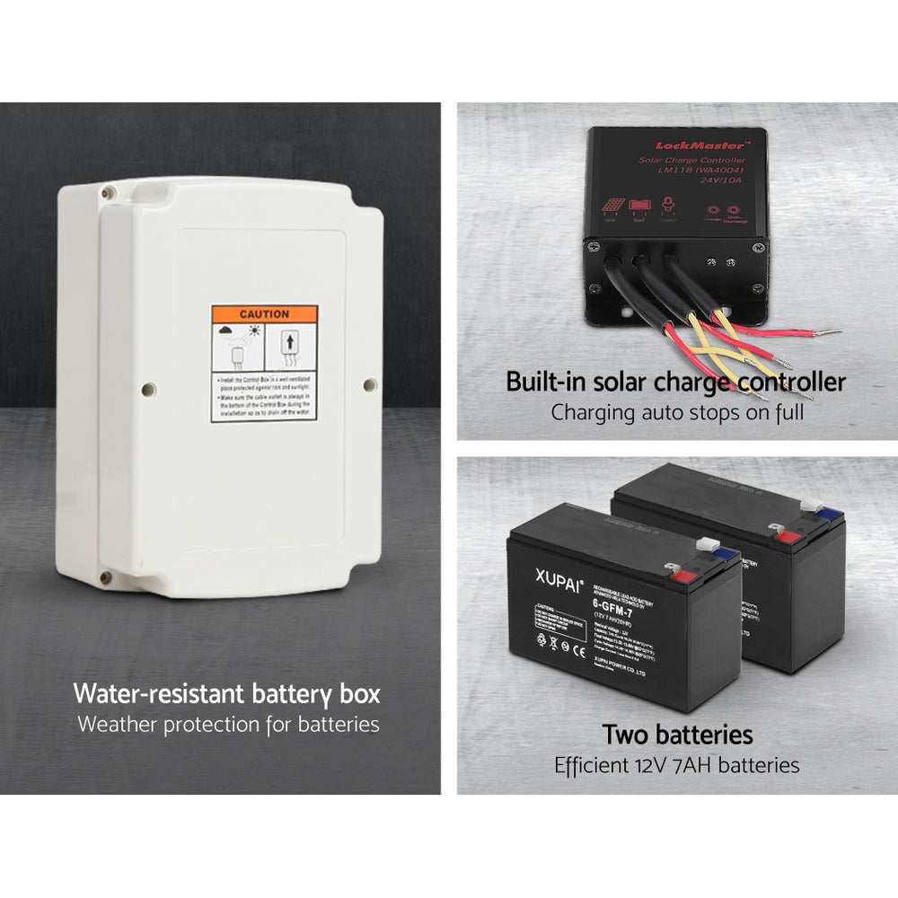 Lockmaster | Automatic Sliding Gate Opener Kit | 10W | Solar Panel Electric | 4M 600KG