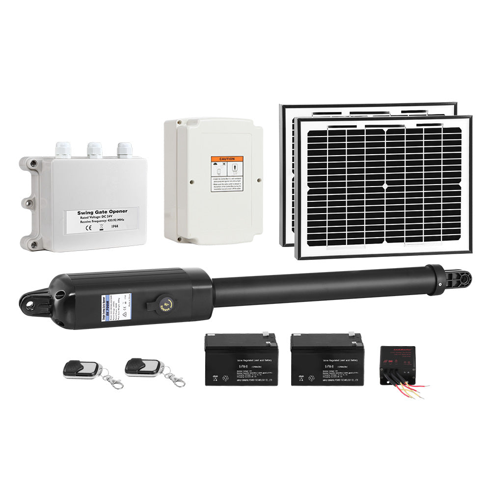 Lockmaster Single Swing Gate Opener | 600KG | 20W Solar Panel