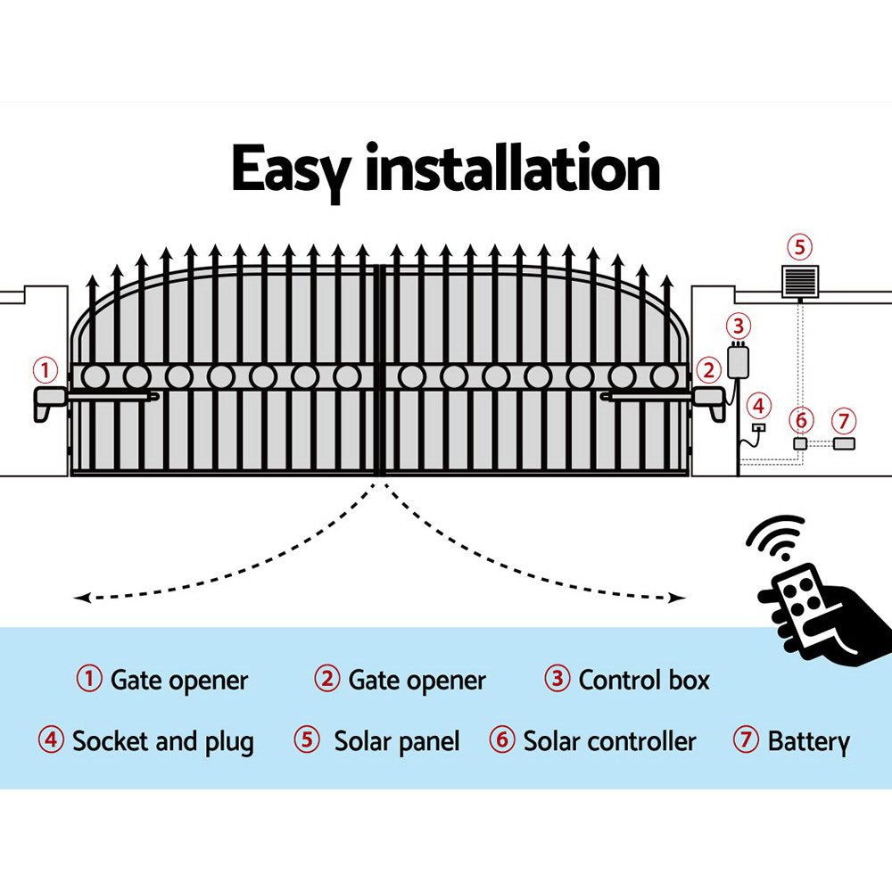 Lockmaster Dual Swing Gate Opener | 800KG | 20W Solar Panel
