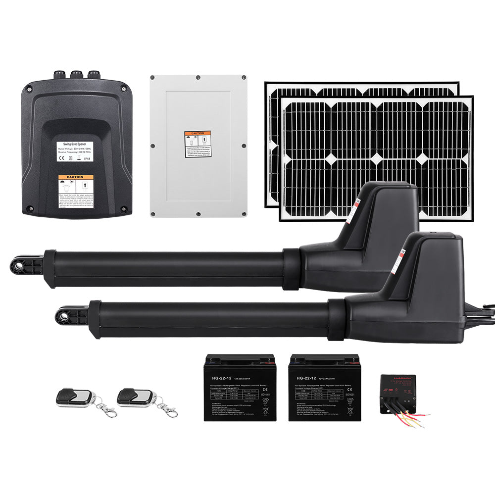 Lockmaster Dual Swing Gate Opener | 800KG | 40W Solar Panel