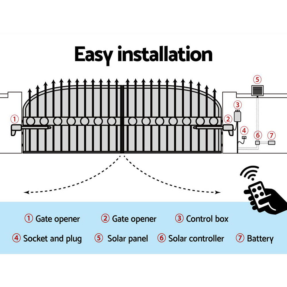 Lockmaster Dual Swing Gate Opener | 800KG | 40W Solar Panel