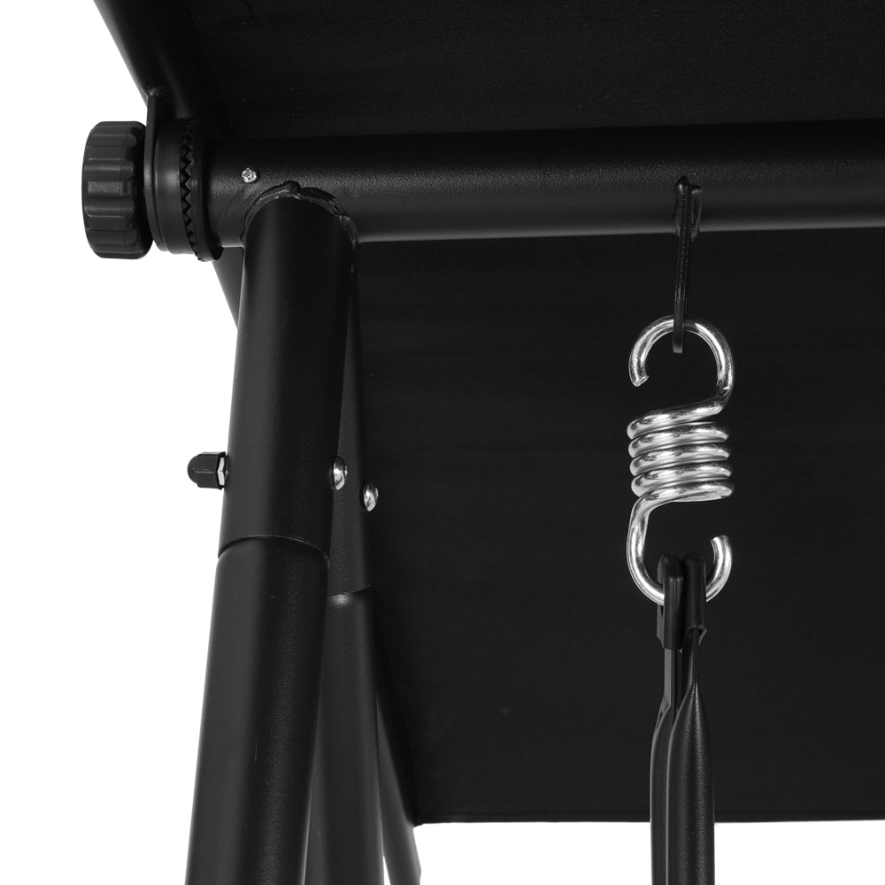 Outdoor Swing Chair | Garden Bench Furniture | Canopy | 2 Seater | Black