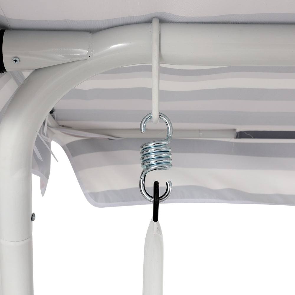 Outdoor Swing Chair | Garden Bench Furniture | Canopy | 3 Seater | White Grey