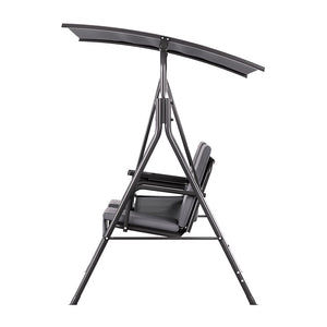 Outdoor Swing Chair | Garden Furniture | Canopy Cup Holder | 2 Seater | Grey