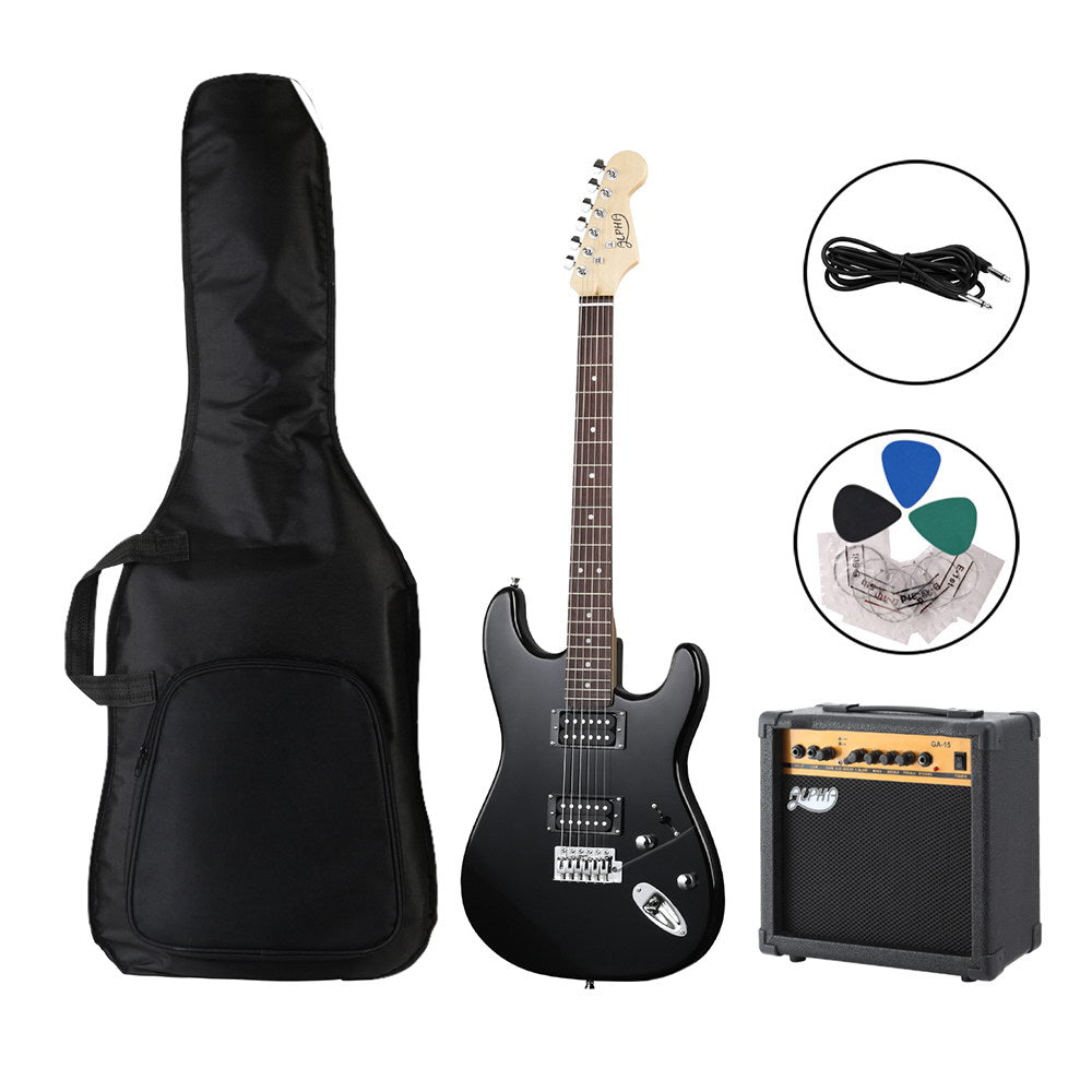 Alpha Electric Guitar | Music String Instrument | 20W Amplifier | Black