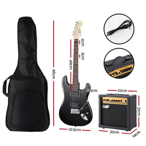 Alpha Electric Guitar | Music String Instrument | 20W Amplifier | Black