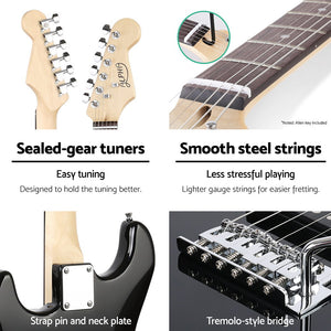 Alpha Electric Guitar | Music String Instrument | 20W Amplifier | Black