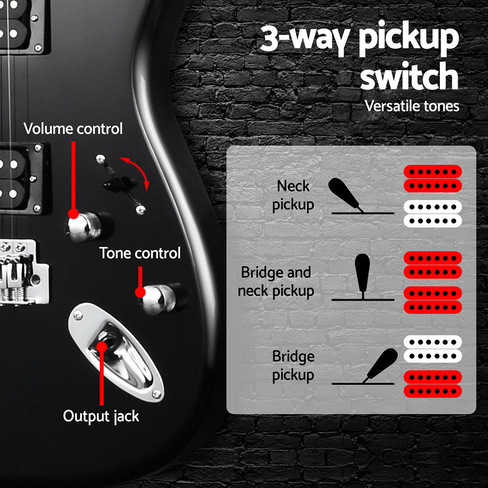 Alpha Electric Guitar | Music String Instrument | 20W Amplifier | Black