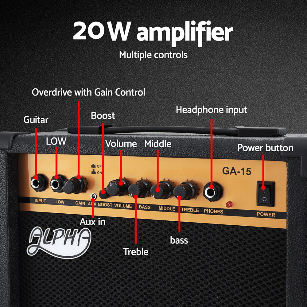 Alpha Electric Guitar | Music String Instrument | 20W Amplifier