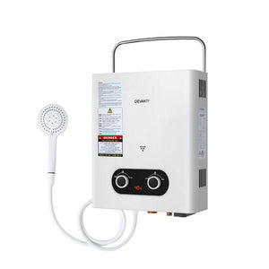 Devanti Portable Gas Water Heater | Outdoor Camping Shower | White