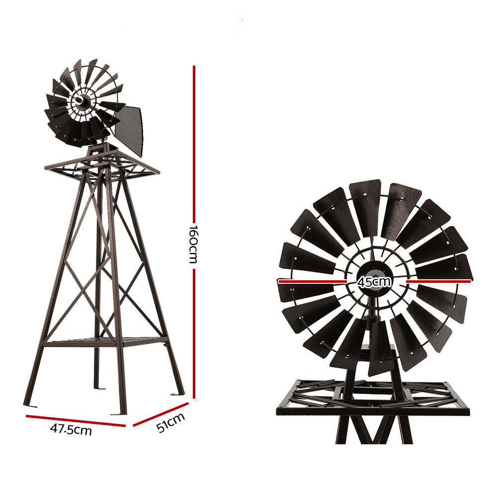Garden Windmill | 160cm | Metal Ornaments | Outdoor Decor | Ornamental Wind Mill