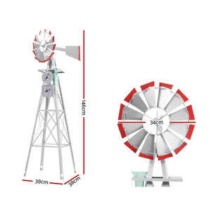 Garden Windmill | 4FT 146cm | Metal Ornaments | Outdoor Decor | Ornamental Windmill