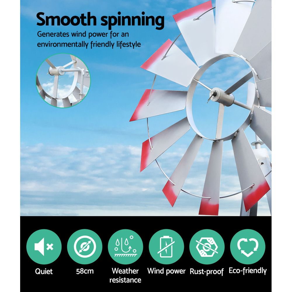Garden Windmill | 4FT 146cm | Metal Ornaments | Outdoor Decor | Ornamental Windmill