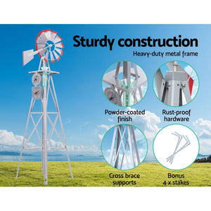 Garden Windmill | 4FT 146cm | Metal Ornaments | Outdoor Decor | Ornamental Windmill