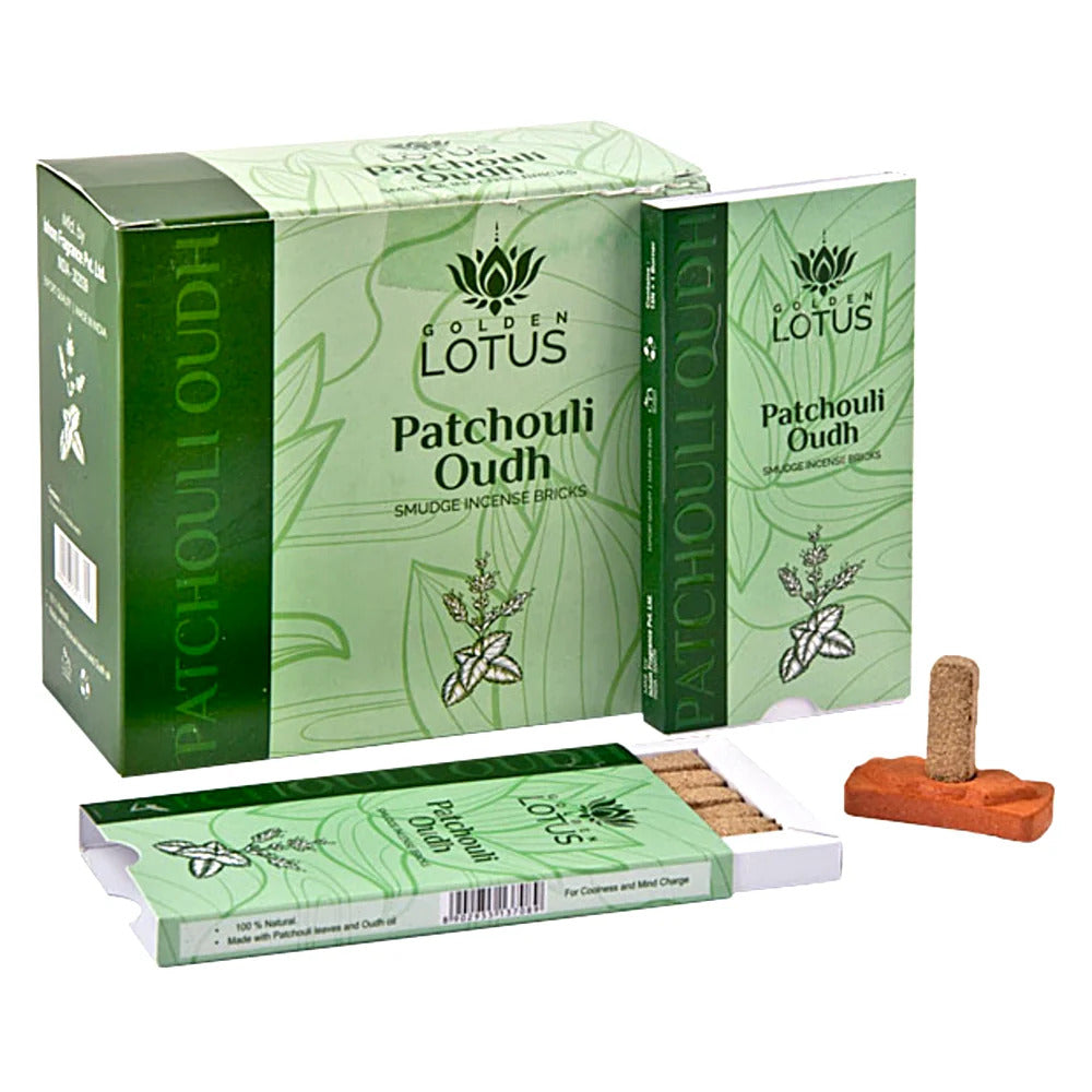 Golden Lotus Smudge Incense Bricks - Patchouli Oudh