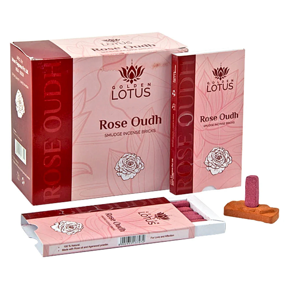 Golden Lotus Smudge Incense Bricks - Rose Oudh