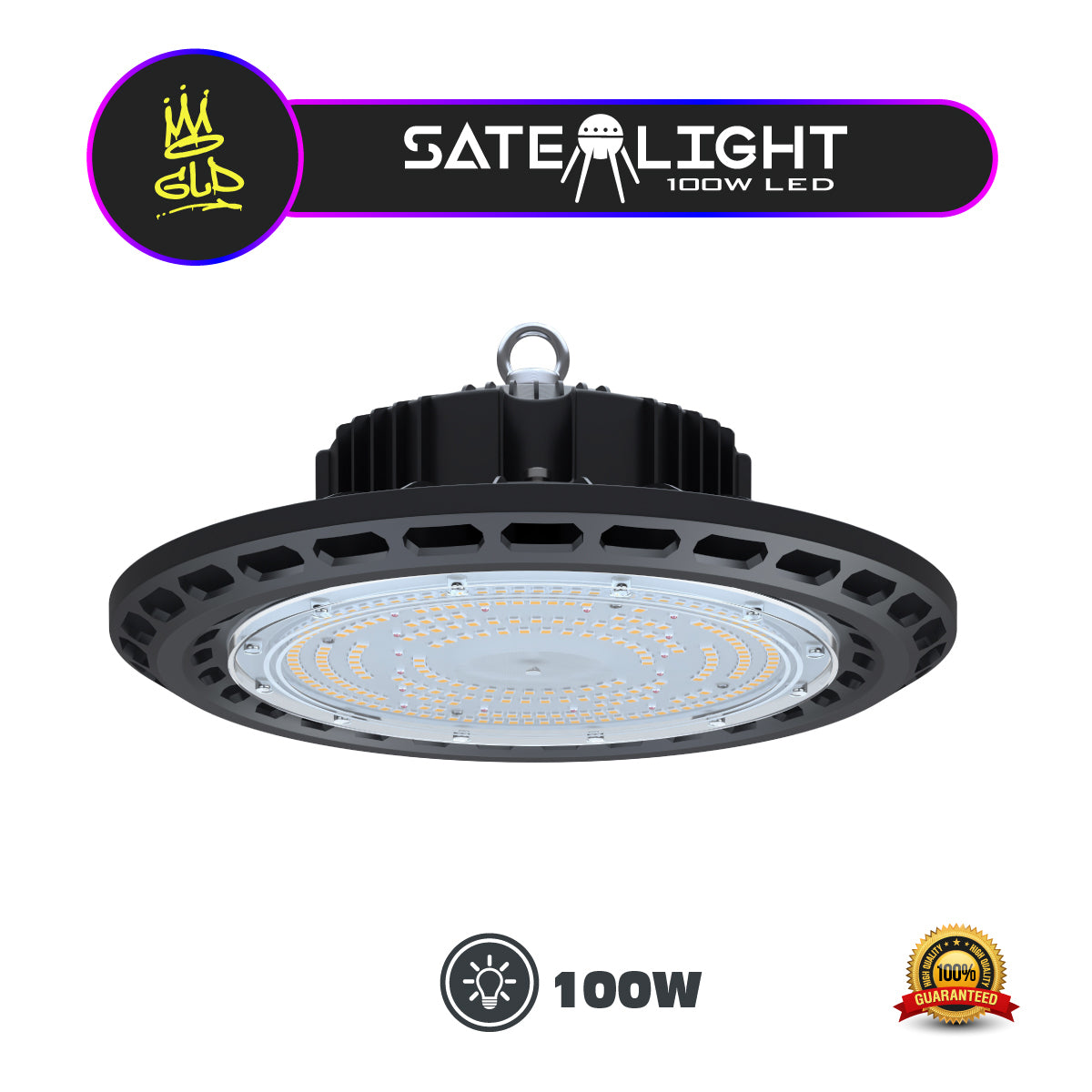 Growlight Direct GLD 100W Satelight LED Grow Light | Full Spectrum | 2.1 µmol/J | PPF 210 µmol/s | Passive Cooled | Waterproof Aluminium Housing