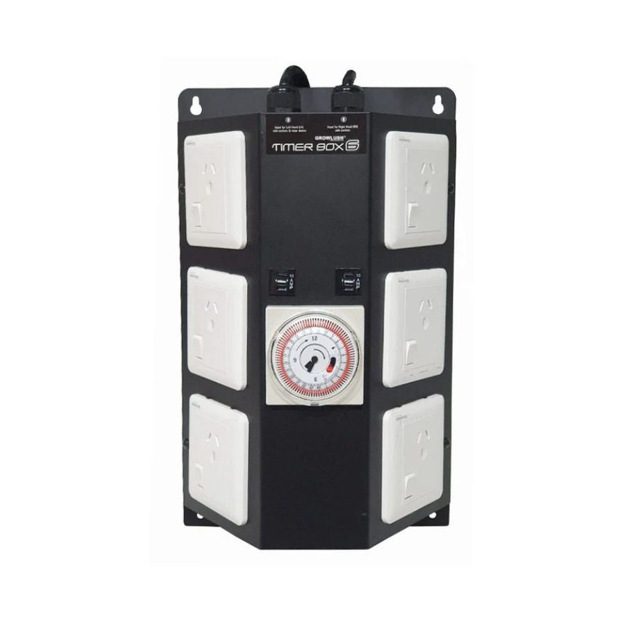 Growlush Timer Box 6 | Six-Outlet HID Lighting Timer | 24-Hour Programmable | 4000W Max