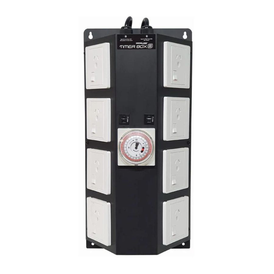 Growlush Timer Box 8 | Eight-Outlet HID Lighting Timer | 24-Hour Programmable | 4000W Max