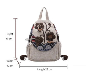 Cute Light Weight Cotton Fabric Ethnic Back Pack With Flower Design