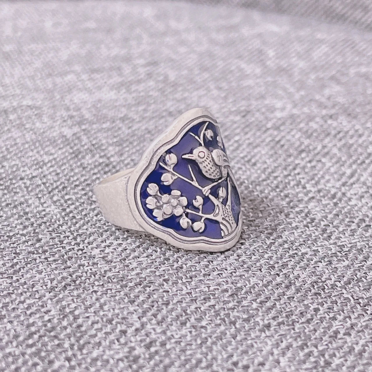 Beautiful Tree & Bird 925 Silver Bohemian Finger Ring