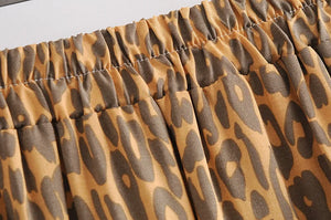 Women's Golden Leopard Printed Long Skirt | Sizes S-XL