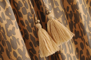 Women's Golden Leopard Printed Long Skirt | Sizes S-XL