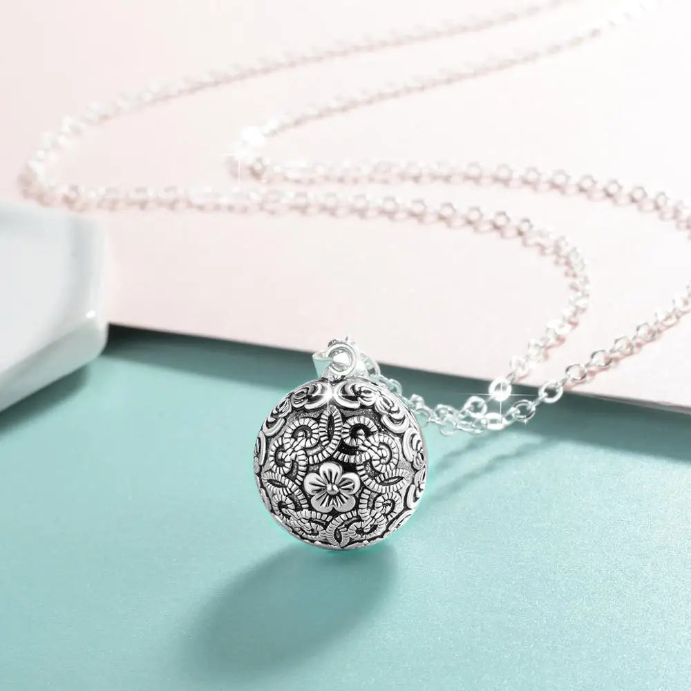 Pregnancy Harmony Ball Necklace With Flower Of Life Design