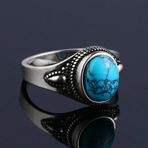 925 Silver Finger Ring With Natural Turquoise Stone | Sizes 6-10