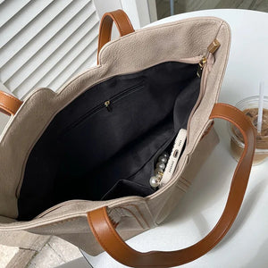 Casual Women's Tote Handbag | Black + Khaki