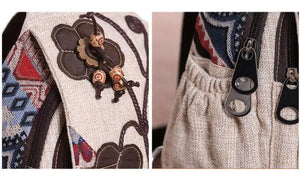 Cute Light Weight Cotton Fabric Ethnic Back Pack With Flower Design