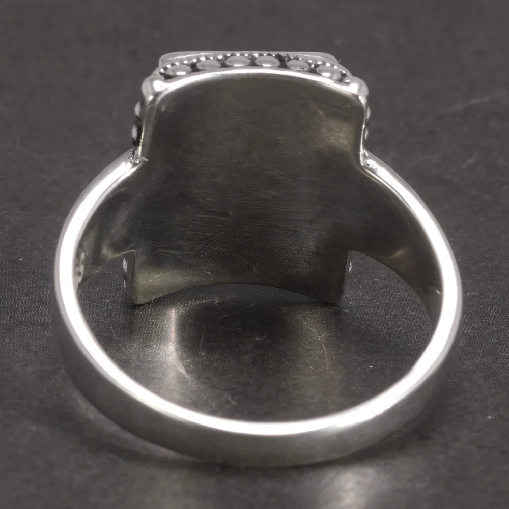Solid 925 Sterling Silver Finger Ring With Black Onyx Stone | Various Sizes