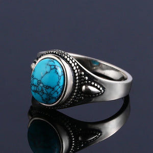 925 Silver Finger Ring With Natural Turquoise Stone | Sizes 6-10