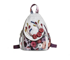 Unique Cool Cotton Back Pack With Flower Design | Handmade