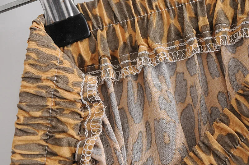 Women's Golden Leopard Printed Long Skirt | Sizes S-XL