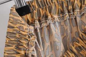 Women's Golden Leopard Printed Long Skirt | Sizes S-XL
