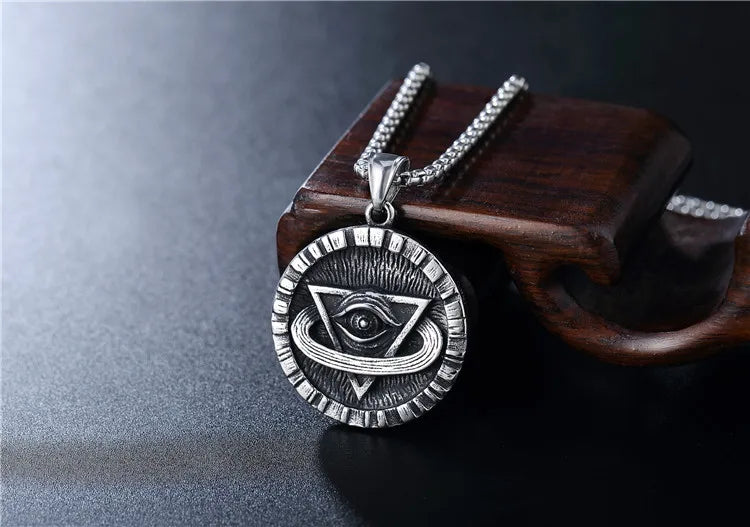 Providence Eye Pendant Necklace | Silver + Black | Various Chain Length