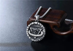 Providence Eye Pendant Necklace | Silver + Black | Various Chain Length