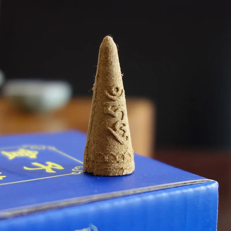 Hand Made Tibetan Religious Meditation Backflow Incense Cones | 60 Cone Pack