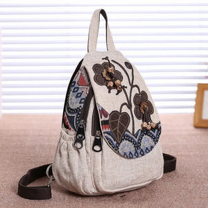 Cute Light Weight Cotton Fabric Ethnic Back Pack With Flower Design