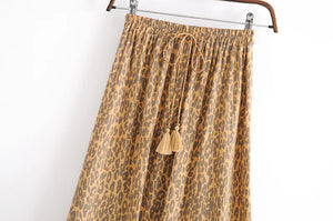 Women's Golden Leopard Printed Long Skirt | Sizes S-XL