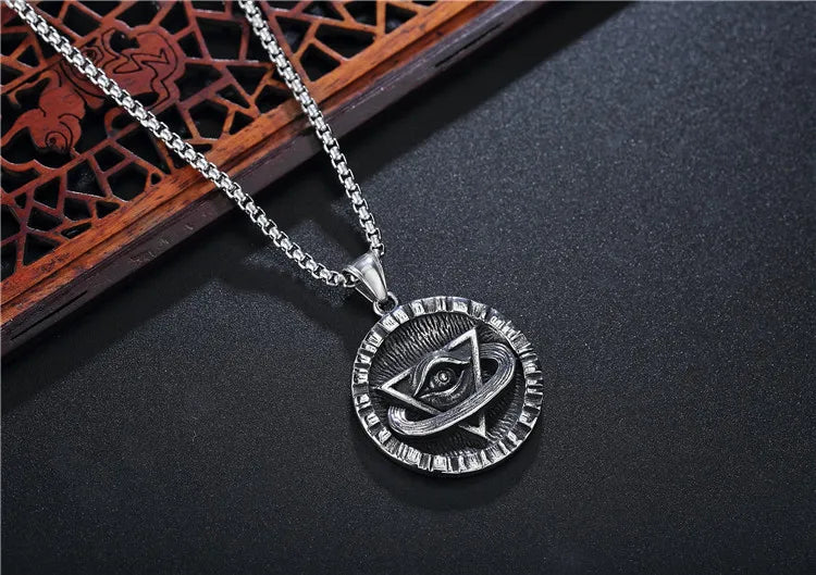 Providence Eye Pendant Necklace | Silver + Black | Various Chain Length