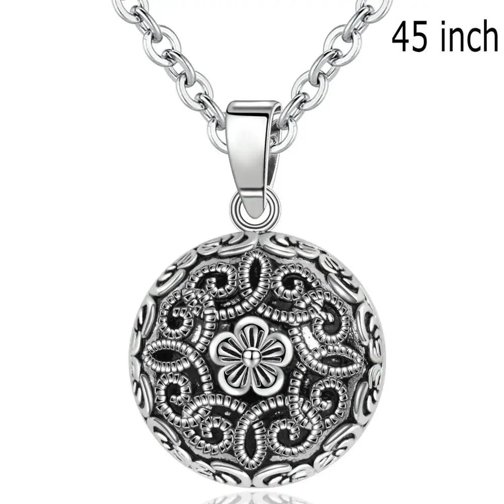 Pregnancy Harmony Ball Necklace With Flower Of Life Design | 2 Designs